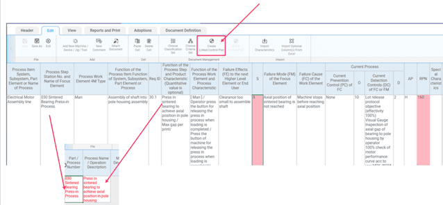 Figure 5 - FMEA with linked Control Plan Figure 5: FMEA with linked Control Plan